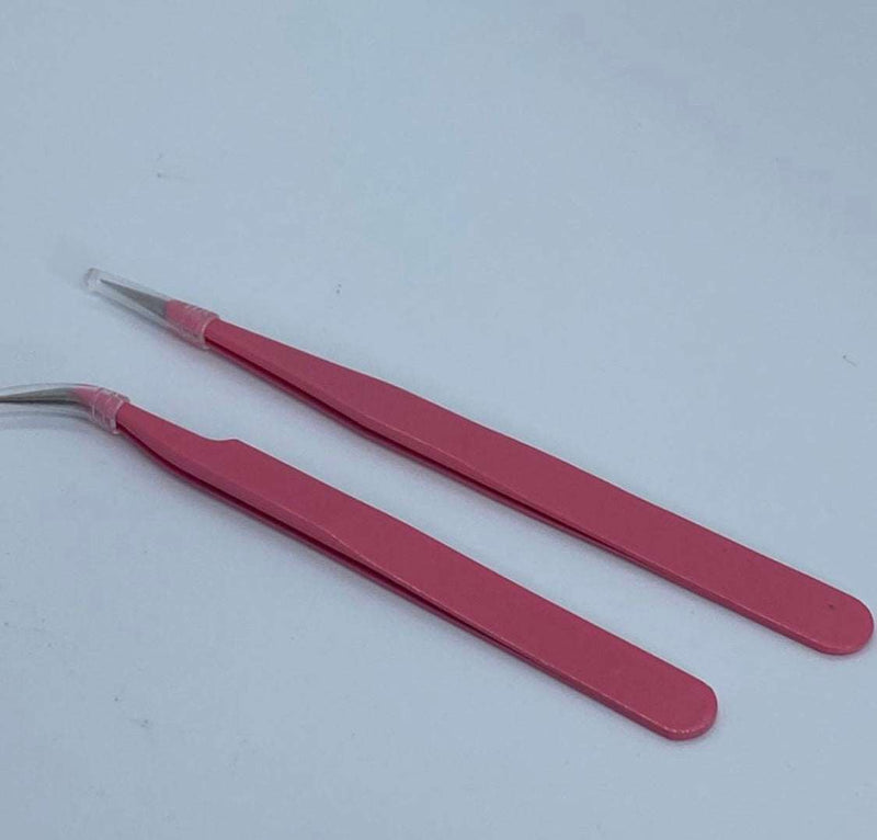 Pink Tweezer Set packaging with multiple lash extension tools